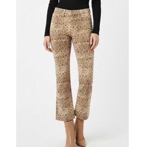 Frame Jeans Snakeskin Beige Le Crop Mini Boot Denim 25 Stretch